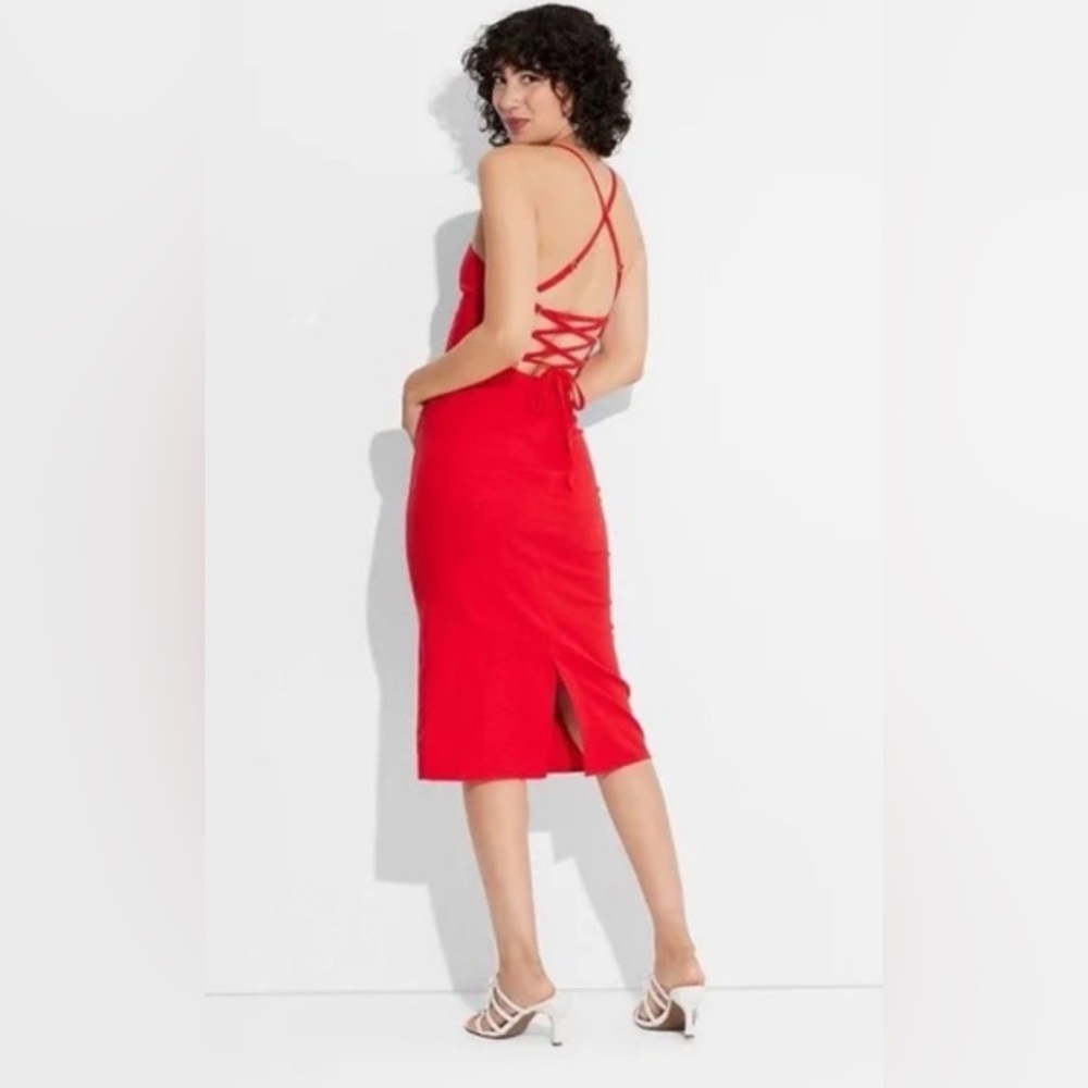WildFable Strappy Corset Tie back Red Dress Size 17